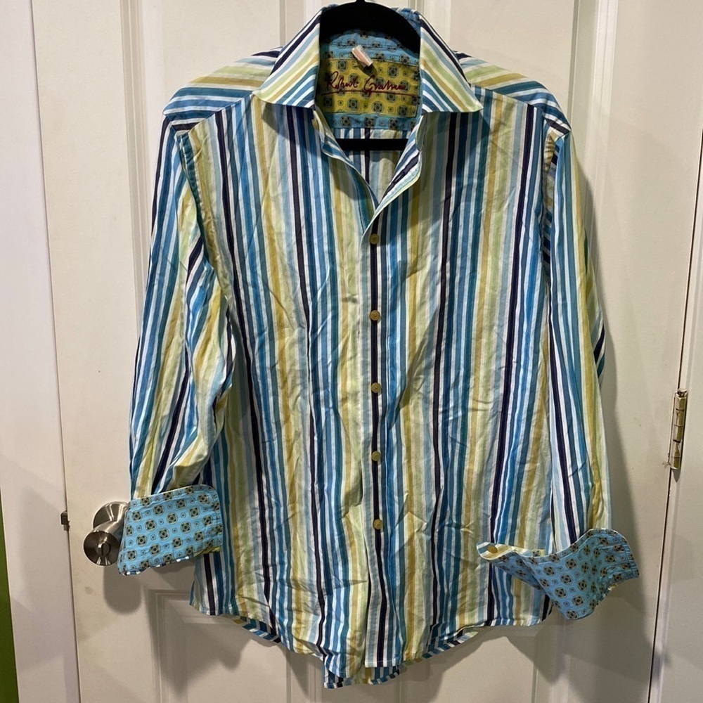 Robert Graham Striped Button Down Shirt EUC